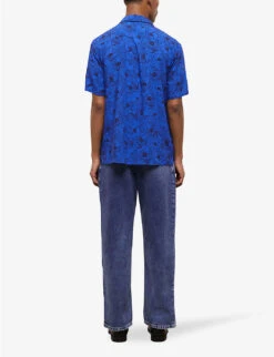 THE KOOPLES Graphic-print Camp-collar Woven Shirt 8 THE KOOPLES Graphic-print Camp-collar Woven Shirt -AllSain Clothing Shop R04135438 BLU01 ALT03