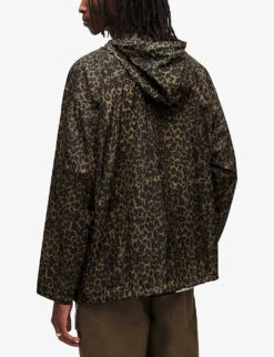 AllSaints Punta Oversized Leopard-print Woven Jacket -AllSain Clothing Shop R04135983 WORNBROWNLEO ALT03