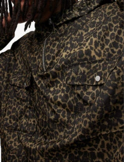 AllSaints Punta Oversized Leopard-print Woven Jacket -AllSain Clothing Shop R04135983 WORNBROWNLEO ALT04