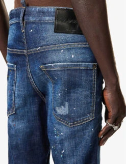 DSQUARED2 Skater Paint-splatter Slim-fit Stretch-denim Jeans -AllSain Clothing Shop R04137436 NAVY ALT04