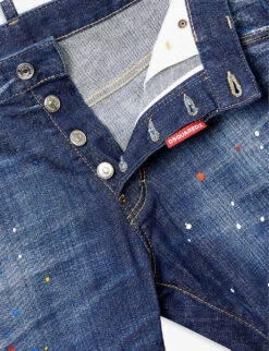 DSQUARED2 Skater Paint-splatter Slim-fit Stretch-denim Jeans -AllSain Clothing Shop R04137436 NAVY ALT06