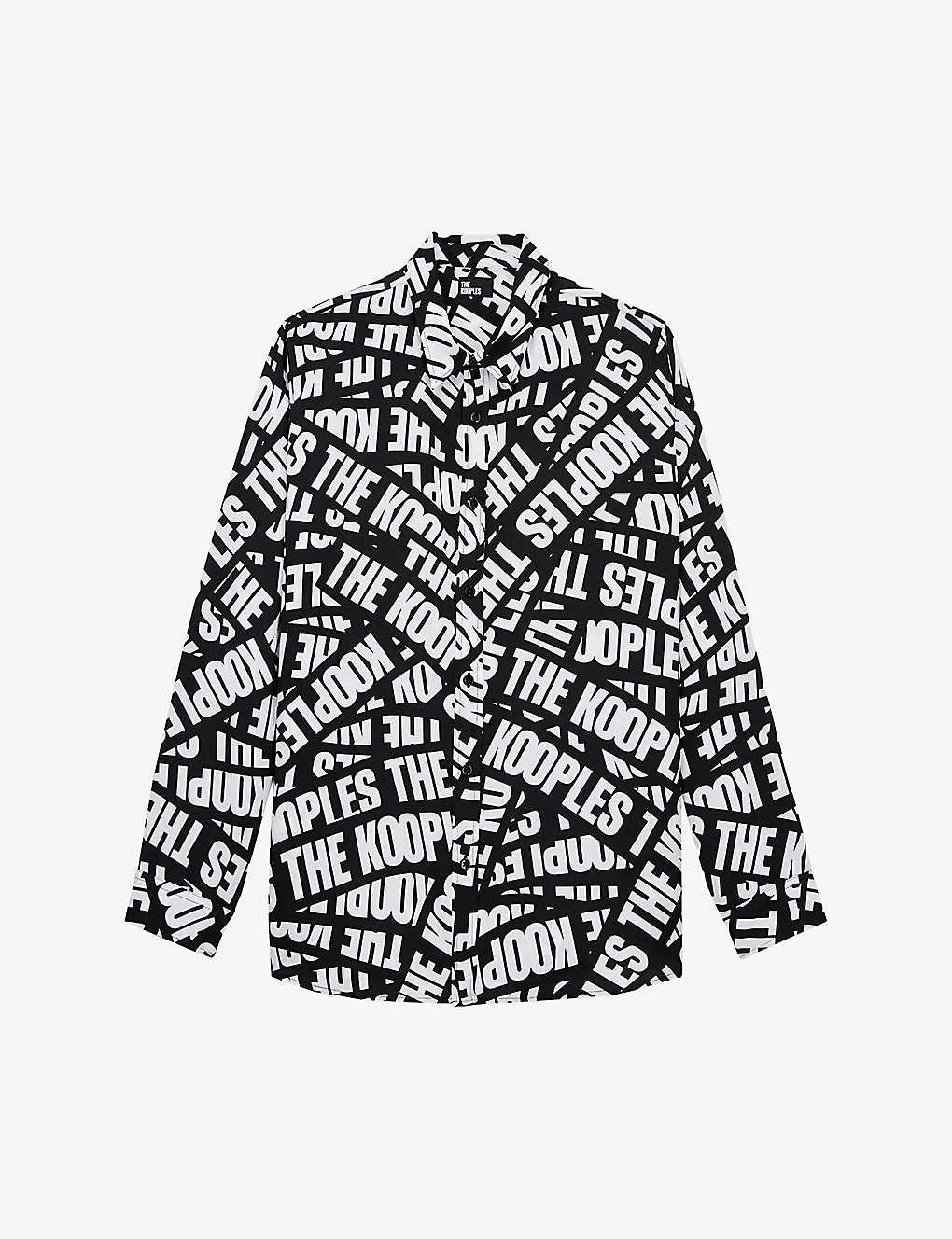 THE KOOPLES Tape Logo-print Woven Shirt 1 THE KOOPLES Tape Logo-print Woven Shirt