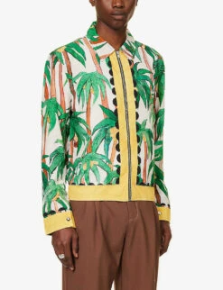 Palma Graphic-print Regular-fit Cotton Jacket -AllSain Clothing Shop R04140913 ECRU ALT02