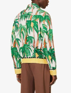 Palma Graphic-print Regular-fit Cotton Jacket -AllSain Clothing Shop R04140913 ECRU ALT03