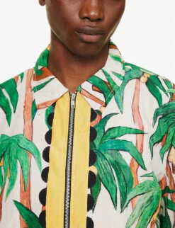 Palma Graphic-print Regular-fit Cotton Jacket -AllSain Clothing Shop R04140913 ECRU ALT04