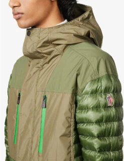 Leuk Brand-appliqué Quilted Regular-fit Shell-down Hooded Jacket -AllSain Clothing Shop R04142022 BLACK ALT04