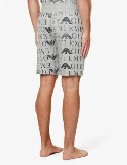 Emporio Armani Logo-print Regular-fit Jersey Shorts 8 Emporio Armani Logo-print Regular-fit Jersey Shorts -AllSain Clothing Shop R04142163 GREYMELANGEPRINT ALT03