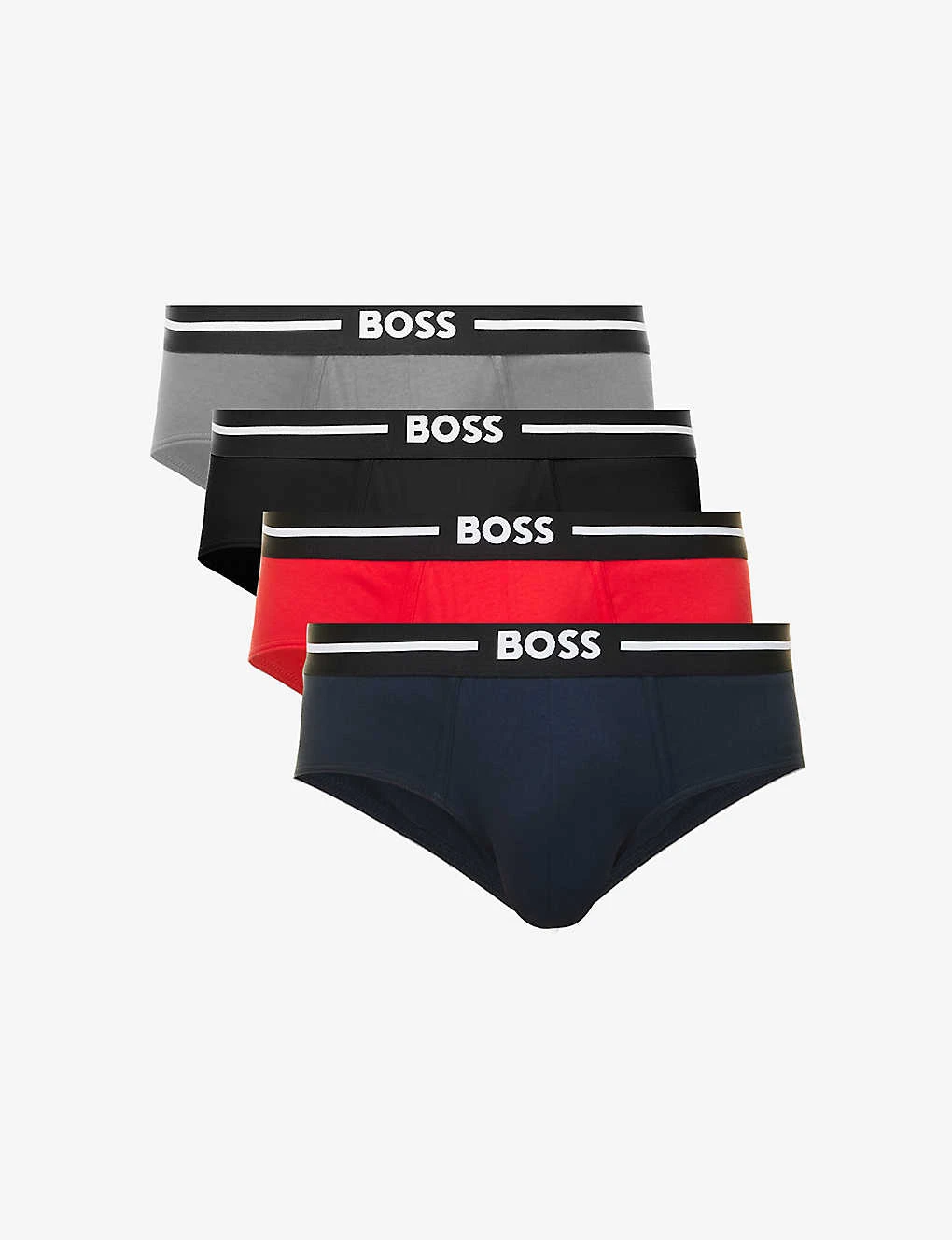 Boss Pack Of Three Colour-block Logo-print Stretch-cotton Trunks 1 Boss Pack Of Three Colour-block Logo-print Stretch-cotton Trunks