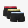 Boss Pack Of Three Logo-embroidered Stretch-cotton Trunks