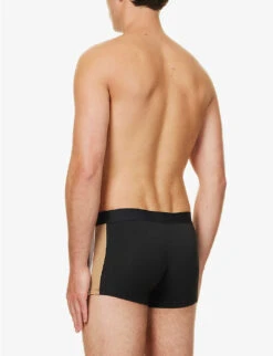 Boss Logo-embroidered Stretch-jersey Trunks -AllSain Clothing Shop R04142424 BLACK ALT02