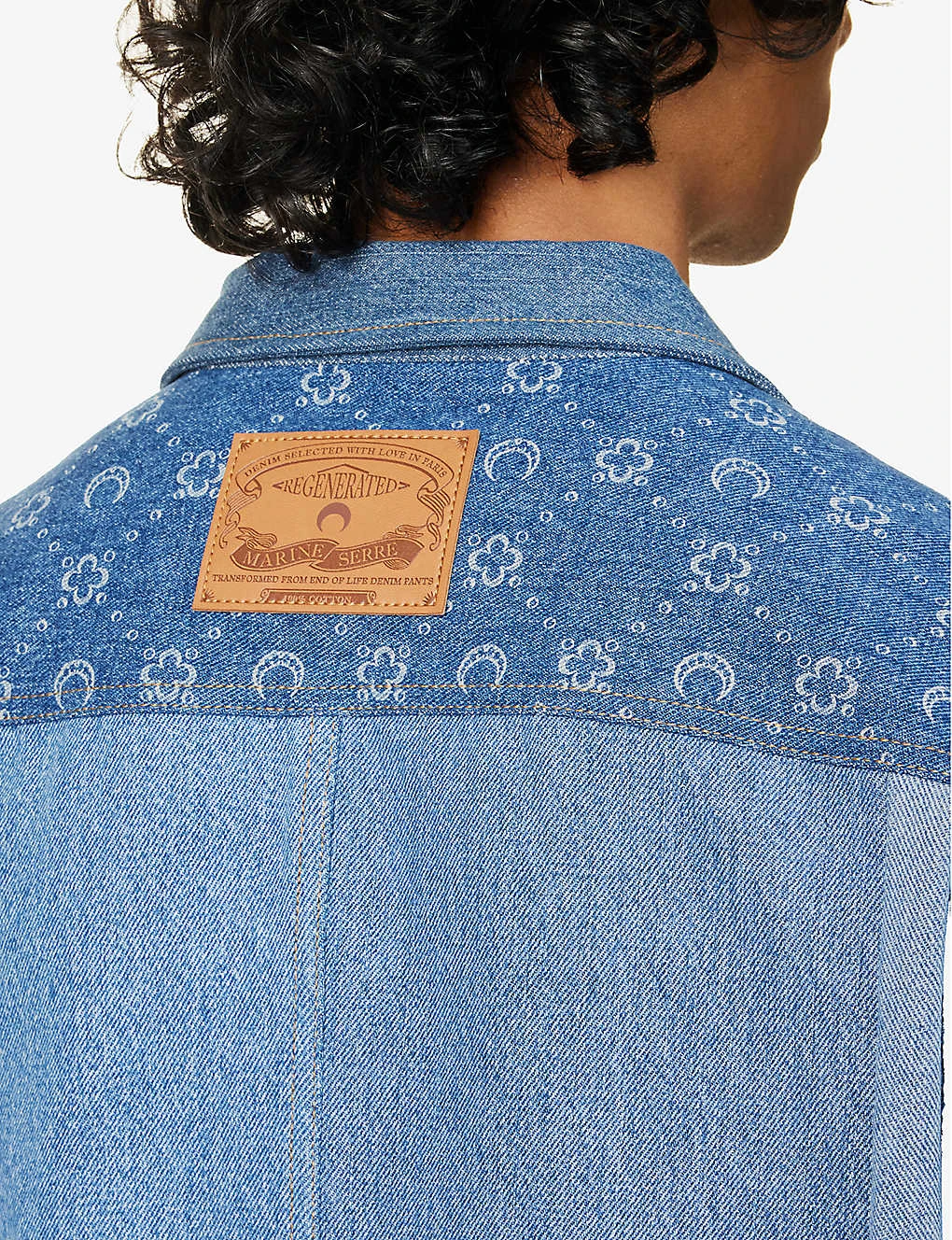 Marine Serre Patchwork-panel Contrast-stitching Regular-fit Upcycled-denim Shirt 6 Marine Serre Patchwork-panel Contrast-stitching Regular-fit Upcycled-denim Shirt - Image 6