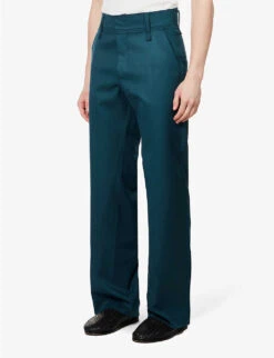 Akiel Raw-trim Straight-leg Regular-fit Wool Trousers -AllSain Clothing Shop R04144196 FORESTGREEN ALT02