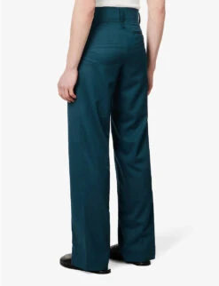 Akiel Raw-trim Straight-leg Regular-fit Wool Trousers -AllSain Clothing Shop R04144196 FORESTGREEN ALT03