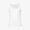 Y-neck Textured-weave Regular-fit Cotton Vest