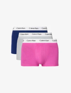 Calvin Klein Logo-waistband Pack Of Three Stretch-cotton Trunks