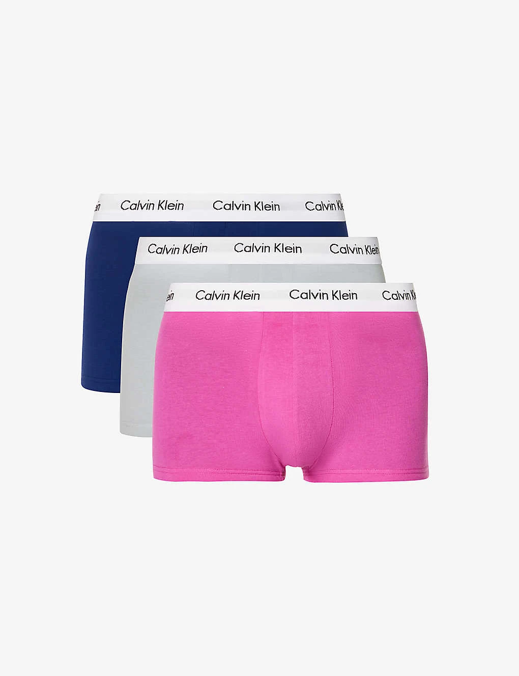 Calvin Klein Logo-waistband Pack Of Three Stretch-cotton Trunks 1 Calvin Klein Logo-waistband Pack Of Three Stretch-cotton Trunks