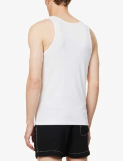 Ribbed Crew-neck Stretch-woven Blend Top 8 Ribbed Crew-neck Stretch-woven Blend Top -AllSain Clothing Shop R04144736 WHITE ALT03