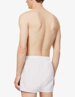 Elasticated-waist Regular-fit Woven Boxer Shorts -AllSain Clothing Shop R04144738 WHITE ALT02