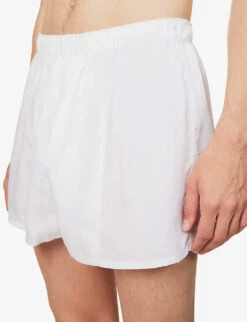 Elasticated-waist Regular-fit Woven Boxer Shorts -AllSain Clothing Shop R04144738 WHITE ALT03