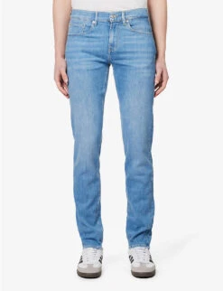 7 For All Mankind Paxtyn Mid-rise Tapered-leg Stretch-denim Jeans -AllSain Clothing Shop R04145115 LIGHTBLUE ALT02