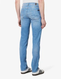 7 For All Mankind Paxtyn Mid-rise Tapered-leg Stretch-denim Jeans -AllSain Clothing Shop R04145115 LIGHTBLUE ALT03