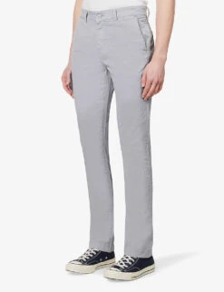 7 For All Mankind Slimmy Brand-patch Slim-fit Tapered-leg Stretch-cotton Trousers -AllSain Clothing Shop R04145122 LIGHTBLUE ALT02