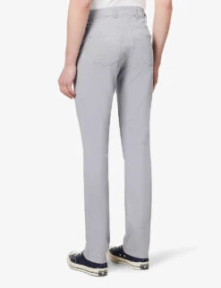 7 For All Mankind Slimmy Brand-patch Slim-fit Tapered-leg Stretch-cotton Trousers -AllSain Clothing Shop R04145122 LIGHTBLUE ALT03