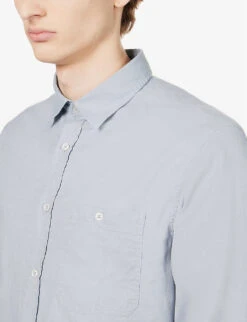 7 For All Mankind Chest-pocket Long-sleeved Linen And Cotton-blend Shirt 9 7 For All Mankind Chest-pocket Long-sleeved Linen And Cotton-blend Shirt -AllSain Clothing Shop R04145125 LIGHTBLUE ALT04