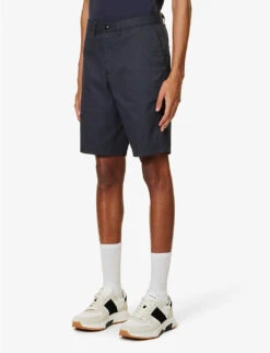 Emporio Armani Brand-plaque Regular-fit Stretch-cotton Shorts -AllSain Clothing Shop R04145218 BLUNAVY ALT02