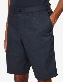 Emporio Armani Brand-plaque Regular-fit Stretch-cotton Shorts -AllSain Clothing Shop R04145218 BLUNAVY ALT04