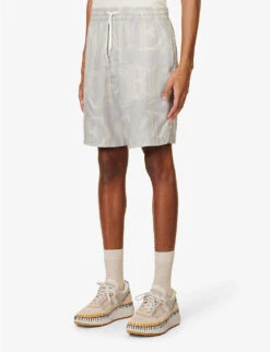 Emporio Armani Logo-print Elasticated-waist Woven Shorts -AllSain Clothing Shop R04145233 EABIGGRIGIO ALT02