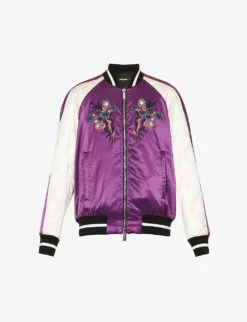 DSQUARED2 Souvenir Floral-embroidered Cotton-blend Bomber Jacket