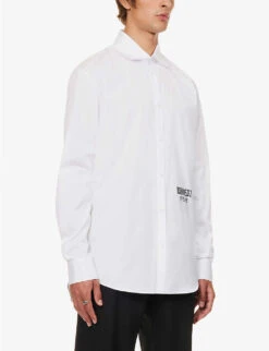 DSQUARED2 Logo-print Long-sleeved Cotton-poplin Shirt -AllSain Clothing Shop R04145472 WHITE ALT02