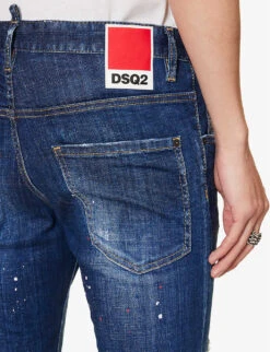 DSQUARED2 Skater Paint-print Slim-fit Stretch-denim Jeans -AllSain Clothing Shop R04145486 NAVYBLUE ALT05