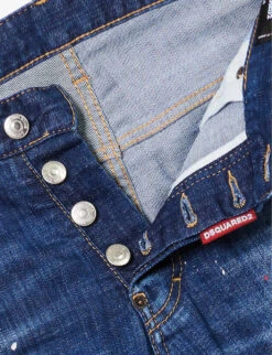 DSQUARED2 Skater Paint-print Slim-fit Stretch-denim Jeans -AllSain Clothing Shop R04145486 NAVYBLUE ALT06