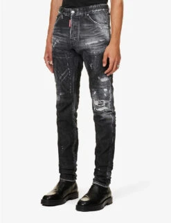 DSQUARED2 Cool Guy Distressed Tapered-leg Mid-rise Stretch-denim Jeans -AllSain Clothing Shop R04145489 BLACK ALT02