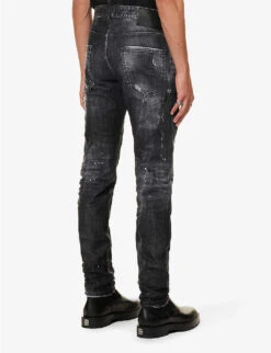 DSQUARED2 Cool Guy Distressed Tapered-leg Mid-rise Stretch-denim Jeans -AllSain Clothing Shop R04145489 BLACK ALT03