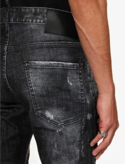 DSQUARED2 Cool Guy Distressed Tapered-leg Mid-rise Stretch-denim Jeans -AllSain Clothing Shop R04145489 BLACK ALT04