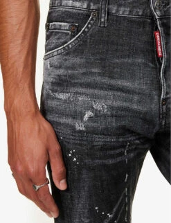 DSQUARED2 Cool Guy Distressed Tapered-leg Mid-rise Stretch-denim Jeans -AllSain Clothing Shop R04145489 BLACK ALT06