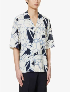 Oscar Jacobson Floral-print Boxy-fit Woven Shirt 7 Oscar Jacobson Floral-print Boxy-fit Woven Shirt -AllSain Clothing Shop R04145836 NAVY ALT02