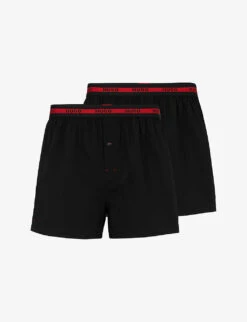 Hugo Pack Of Two Logo-waistband Regular-rise Cotton Boxers
