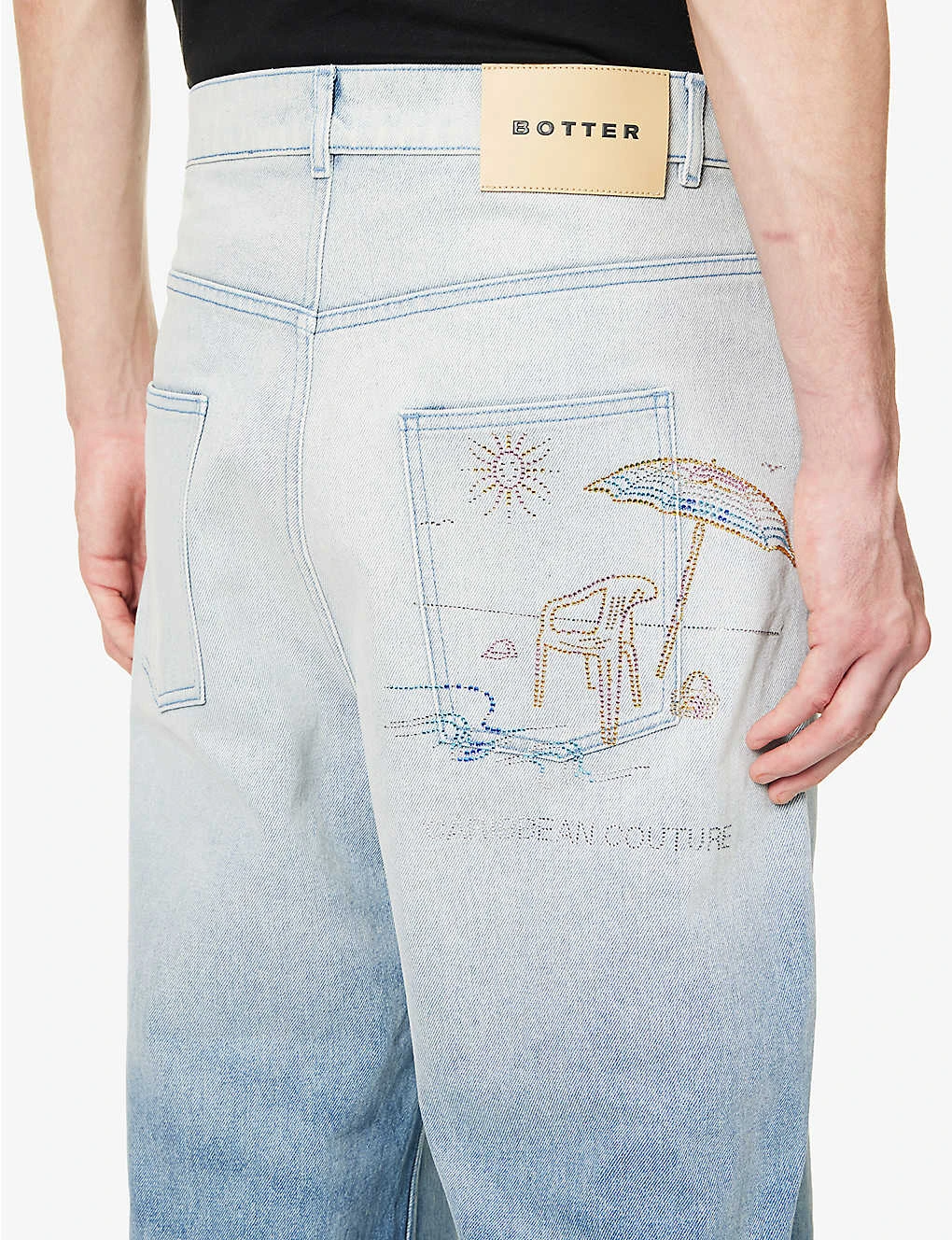 Caribbean Rhinestone-embellished Relaxed-fit Organic-denim Jeans 5 Caribbean Rhinestone-embellished Relaxed-fit Organic-denim Jeans - Image 5