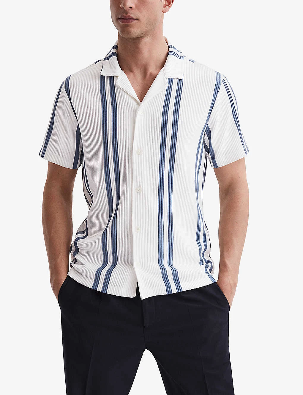 Reiss Castle Double-stripe Slim-fit Woven Shirt 3 Reiss Castle Double-stripe Slim-fit Woven Shirt - Image 3