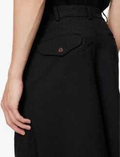 High-rise Relaxed-fit Woven Shorts 11 High-rise Relaxed-fit Woven Shorts -AllSain Clothing Shop R04146910 BLACK ALT05
