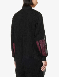 Unisex Fishnet-pattern Relaxed-fit Woven Coat -AllSain Clothing Shop R04146912 BLACK ALT03