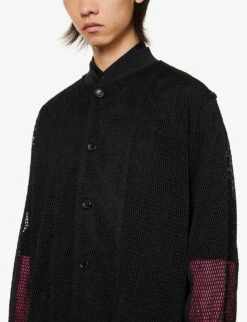 Unisex Fishnet-pattern Relaxed-fit Woven Coat -AllSain Clothing Shop R04146912 BLACK ALT04