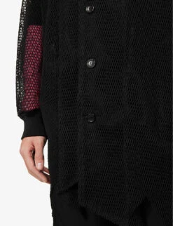 Unisex Fishnet-pattern Relaxed-fit Woven Coat -AllSain Clothing Shop R04146912 BLACK ALT05