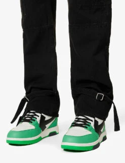 Wave Buckle-embellished Relaxed-fit Straight-leg Cotton-canvas Trousers -AllSain Clothing Shop R04147028 BLACKBLACK ALT04