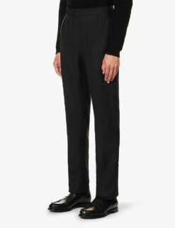 Straight-leg Slim-fit Silk And Linen-blend Trousers 7 Straight-leg Slim-fit Silk And Linen-blend Trousers -AllSain Clothing Shop R04147846 BLACK ALT02