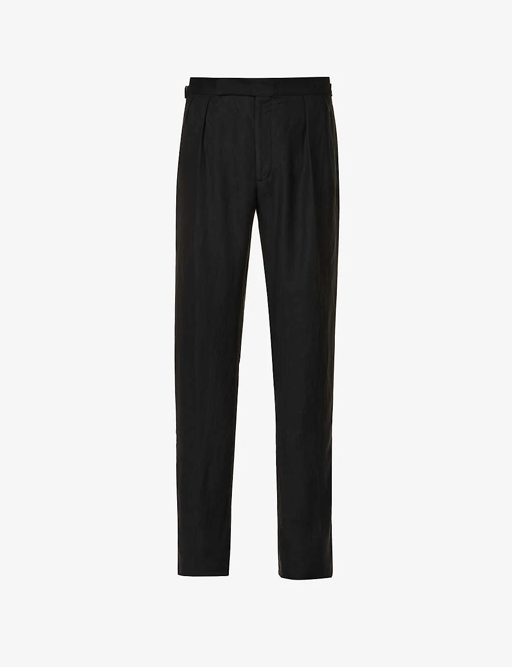 Straight-leg Slim-fit Silk And Linen-blend Trousers 1 Straight-leg Slim-fit Silk And Linen-blend Trousers